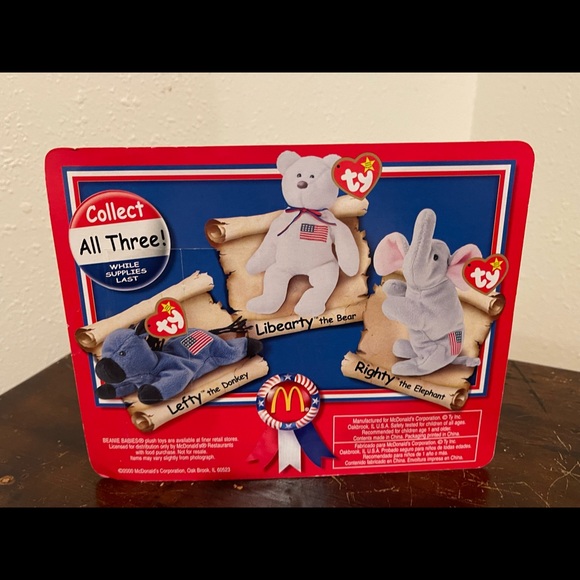 Righty The Elephant Republican TY Teenie Beanie Baby Vintage McDonald’s 96. - Picture 5 of 7